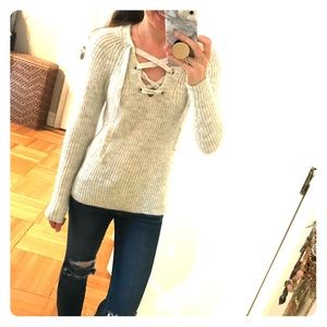 Lace up sweater